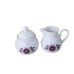 Eshenbach Purple Floral Sugar Creamer Set Vintage Porcelain 91546